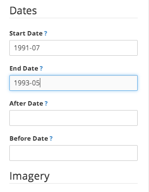 Screenshot of Start and End Dates